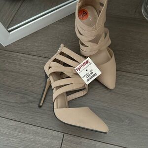 Elegant Beige Strappy Heels